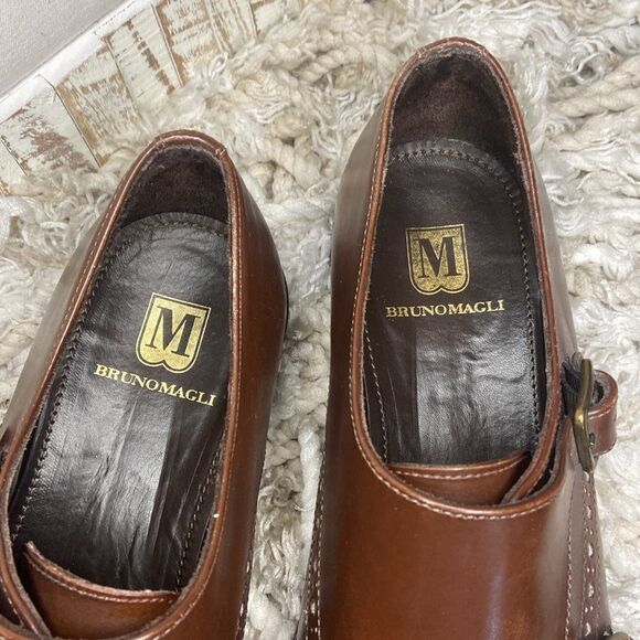 Men BRUNO MAGLI ITALY 10.5 M Brown MONK STRAP SHOES Loafers - Picture 2 of 9